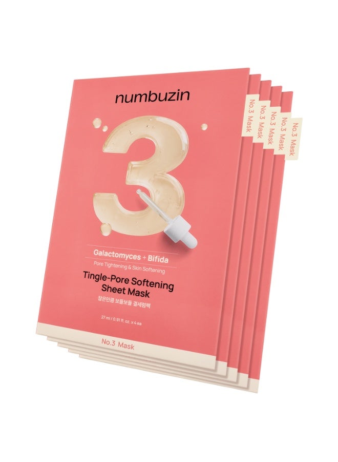 No.3 Sheet Mask | Tingle-Pore Softening Sheet Mask | Hydrating Soothing Face Serum For All Skin Types 1 box (10EA)