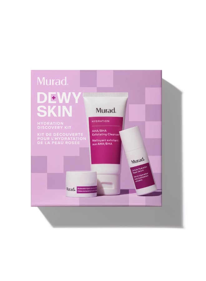 Murad Dewy Skin Hydration Discovery Kit | Multi-Step Moisture Boost Skincare Set with Hyaluronic Acid Serum, Cream & Treatment | Delivers Plump, Radiant, Glass-Like Glow
