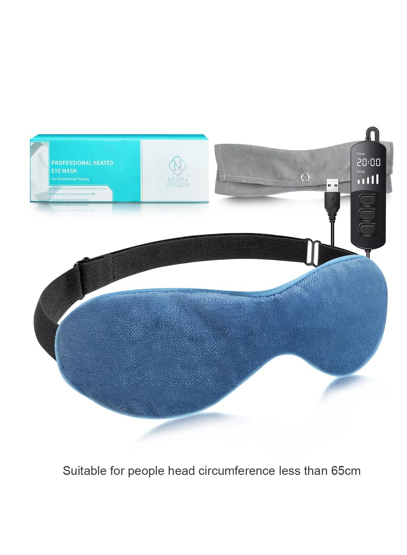 Aroma Season Heated Eye Mask for Dry Eyes, Warm Eye Compress with Flaxseed for MGD, Dry Eye Syndrome, Chalazion Blepharitis Stye Eye Treatment, Steam Moist to Unclog Glands (Blue)