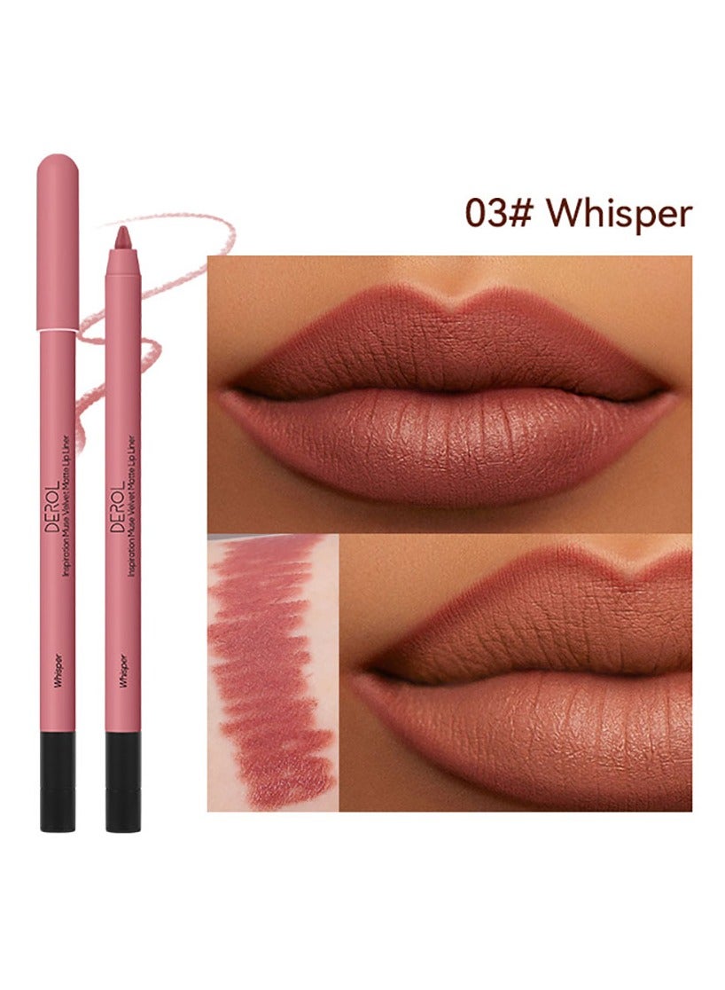 Lip Liner Pencil Neutral Matte Nude Velvet Non-Stick Cup Waterproof Smooth Stain Clear Talk Cork Color Soft Spoken Slim Whirl Rotating Cutting Easy To Use Professional Makeup For Women
