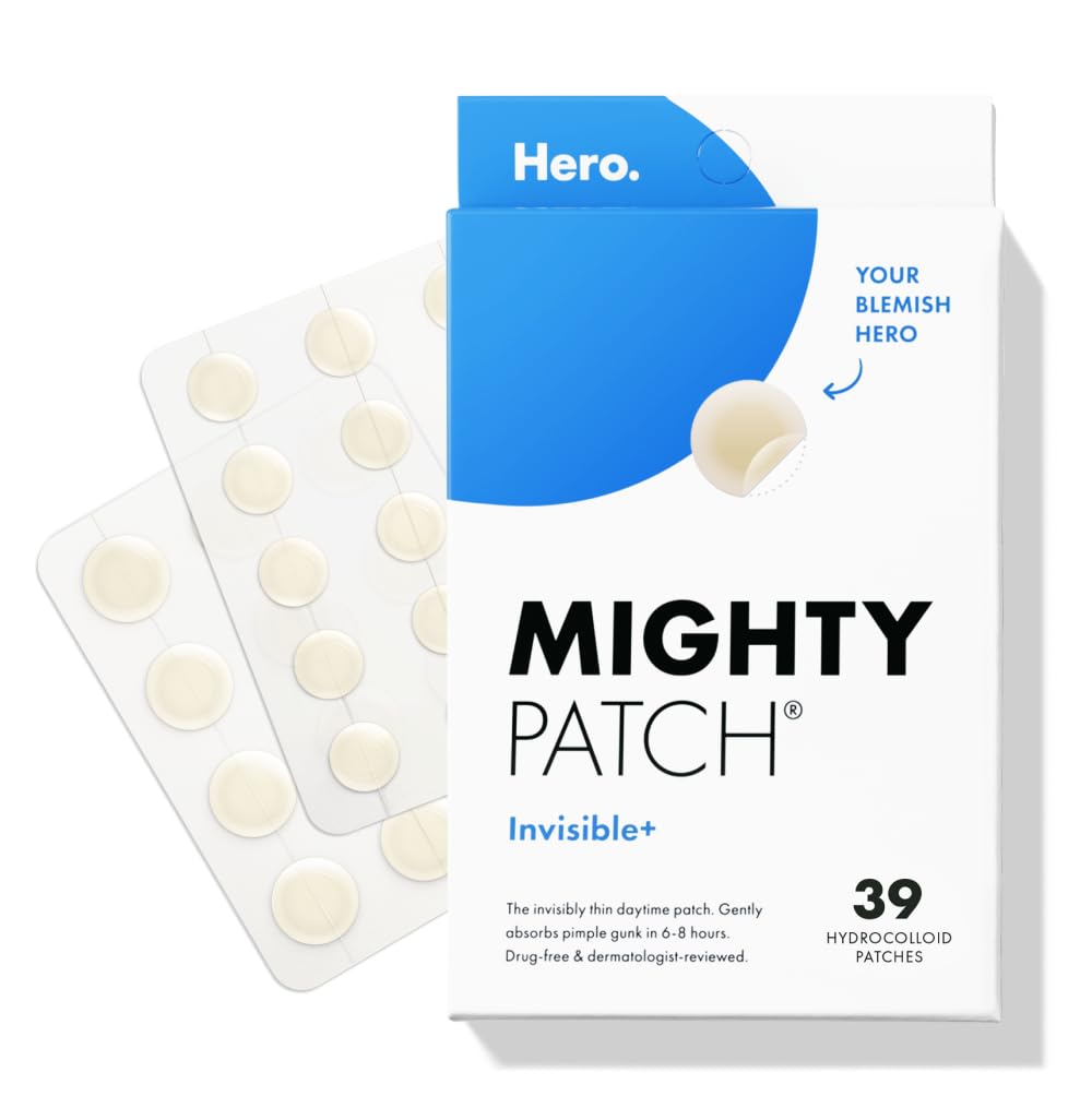 Mighty Patchâ„¢ Invisible+ Patch - Daytime Hydrocolloid Acne Pimple Patches for Covering Zits and Blemishes, Ultra Thin Spot Stickers for Face and Skin (24 Medium and 15 Small Patches)