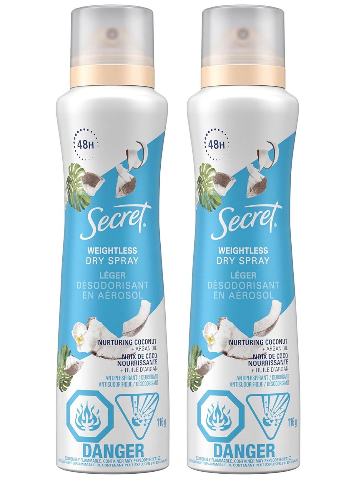 Secret Dry Spray Women's Antiperspirant Deodorant, Nurturing Coconut and Argan Oil 116 gm 2PC