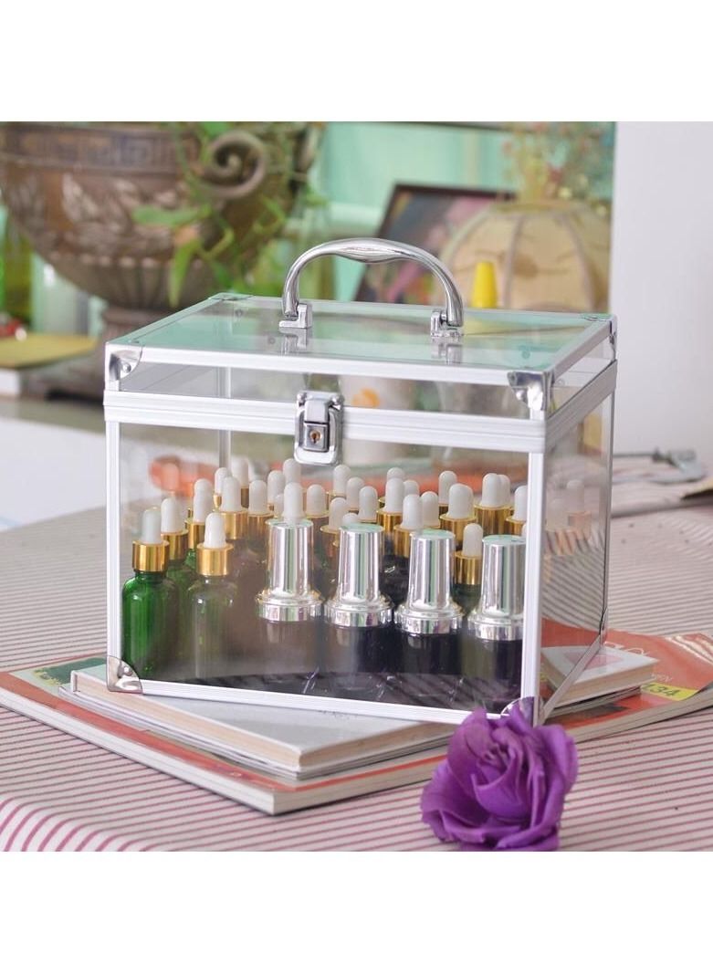 Big Size Clear Portable Acrylic Aluminium Makeup Cosmetic Cases, Box Cases Organizer with Lock Alloy Cosmetics Bag, Case Make-up