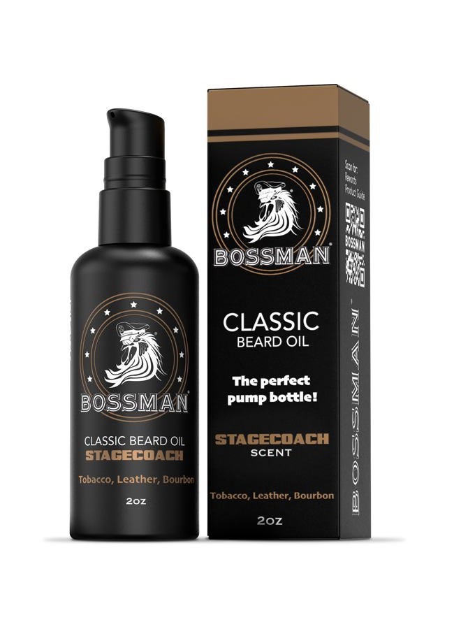 Organic Mustache & Beard Oil for Men, 2 oz – Natural Beard Moisturizer with Jojoba, Argan & Avocado Oils (Stagecoach Scent)
