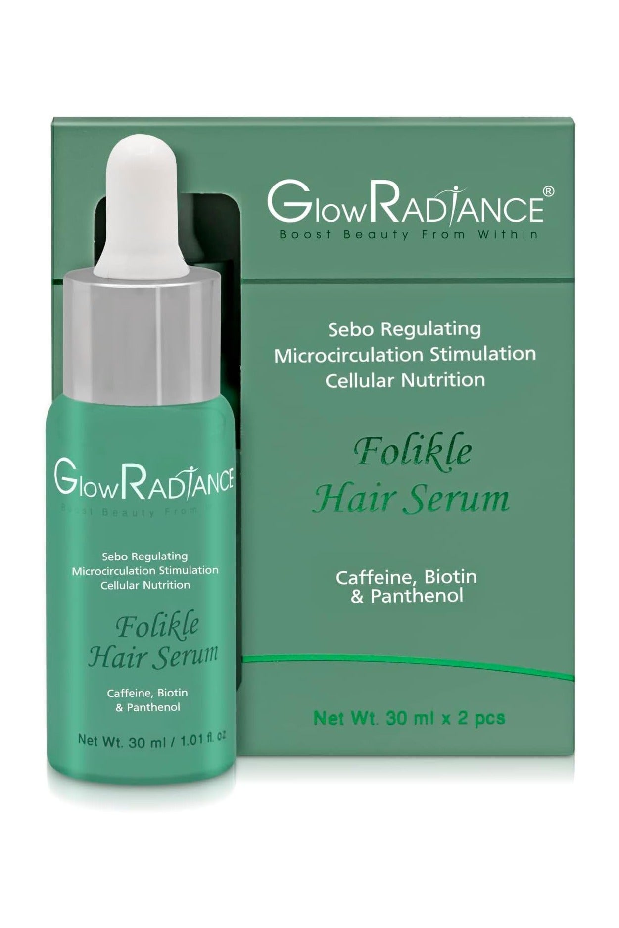 Glow Radiance Hair Growth Serum Concentrate â Caffeine, Biotin & Panthenol | Hair Fall Control & Growth Booster â 30ml