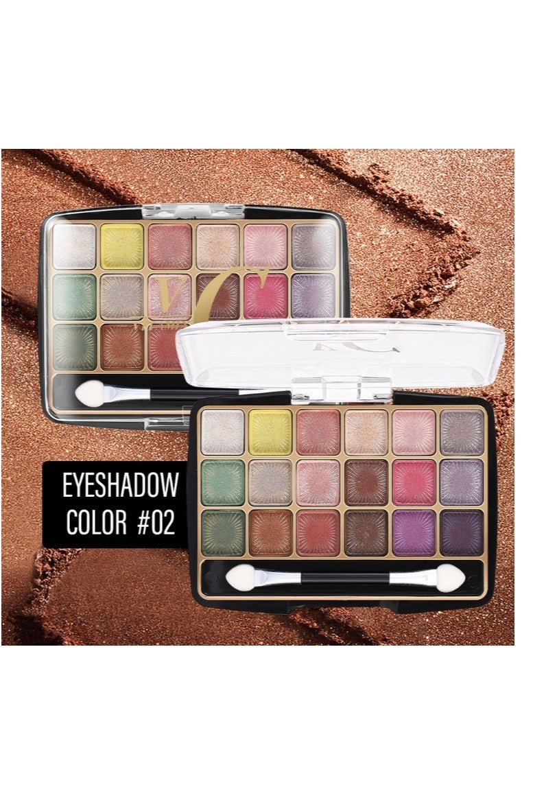 Eyeshadow Palettes, Palette Contouring Eye Shadow Pallets for Women, 18 Colors Glitter Pressed Eyeshadow Powder Color 02