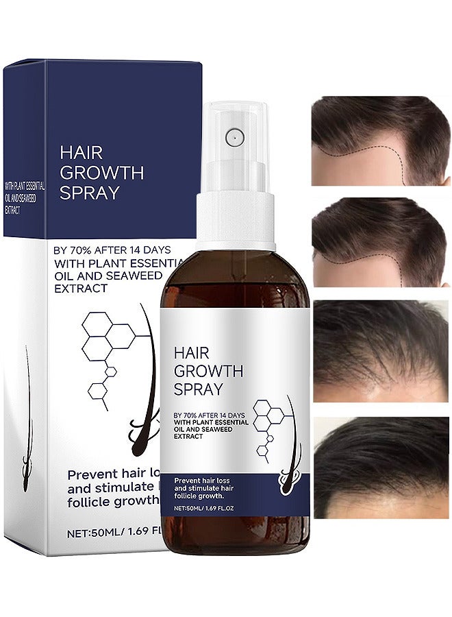 Hair Growth Serum Spray, With Plant Essential Oil And Seaweed Extract For Hair Loss Control And Hair Growth In Men And Women, Boost Thicker Beard And Hair Growth, Improve Baldness (50ML)
