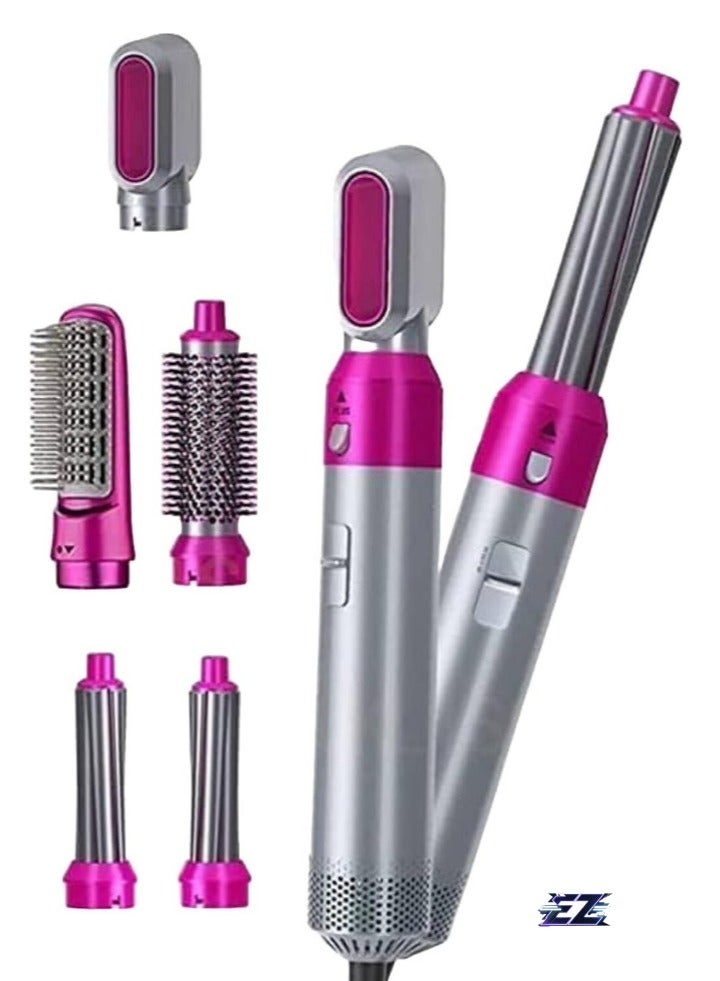 original Hair Styler Brush 5 in 1 Hot Air Volumizing Hair Styling Kit High Performance Brush Hair Dryer Hair Curler Brush For Ladies Effortless Styling Purple
