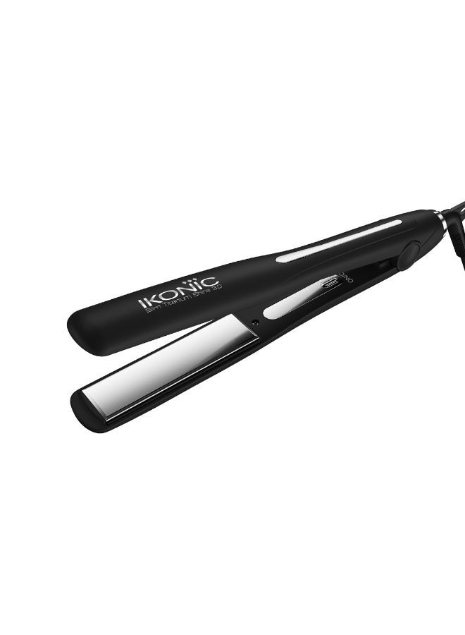 Ikonic Slim Titanium Shine 2.0 Hair Straightener Black Dual Titanium Slim Plates Instant Heat-Up Auto Shut-Off All Hair Type