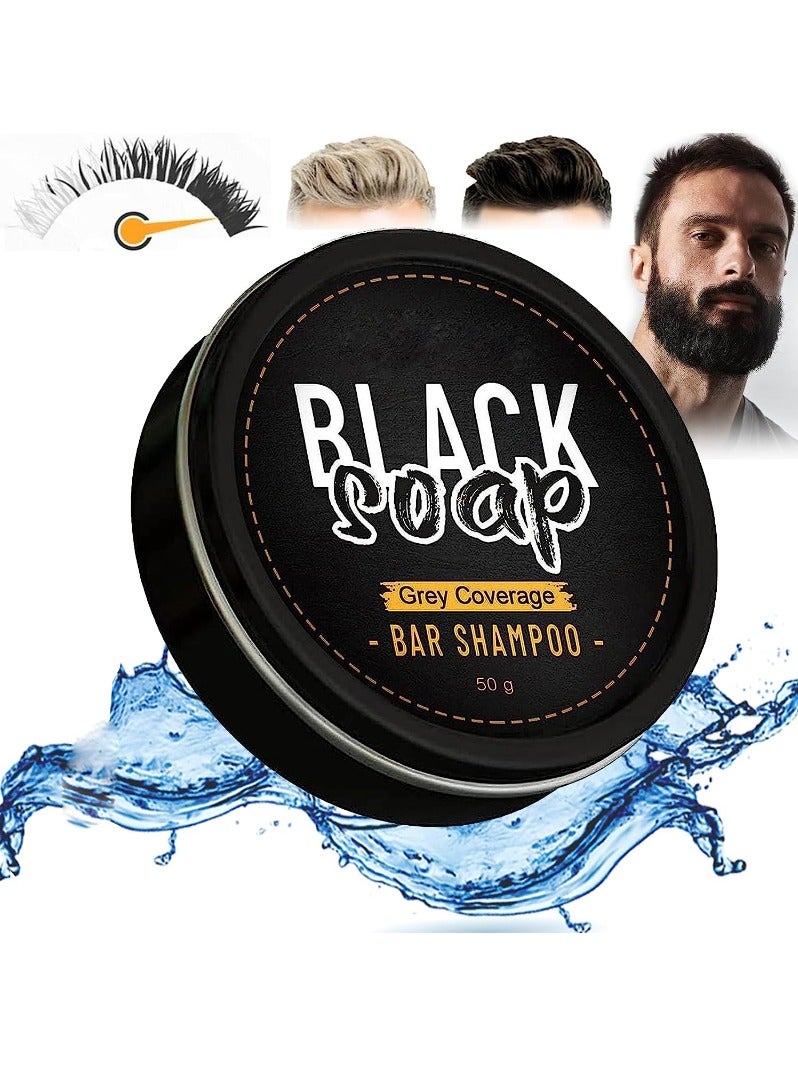 Men's Hair Shampoo Against Grey Hair Shampoo for Grey Hair Shampoo Anti Grey Hair Men Grey Hair Cover Men Shampoo Grey Hair Cover Soap 50 g
