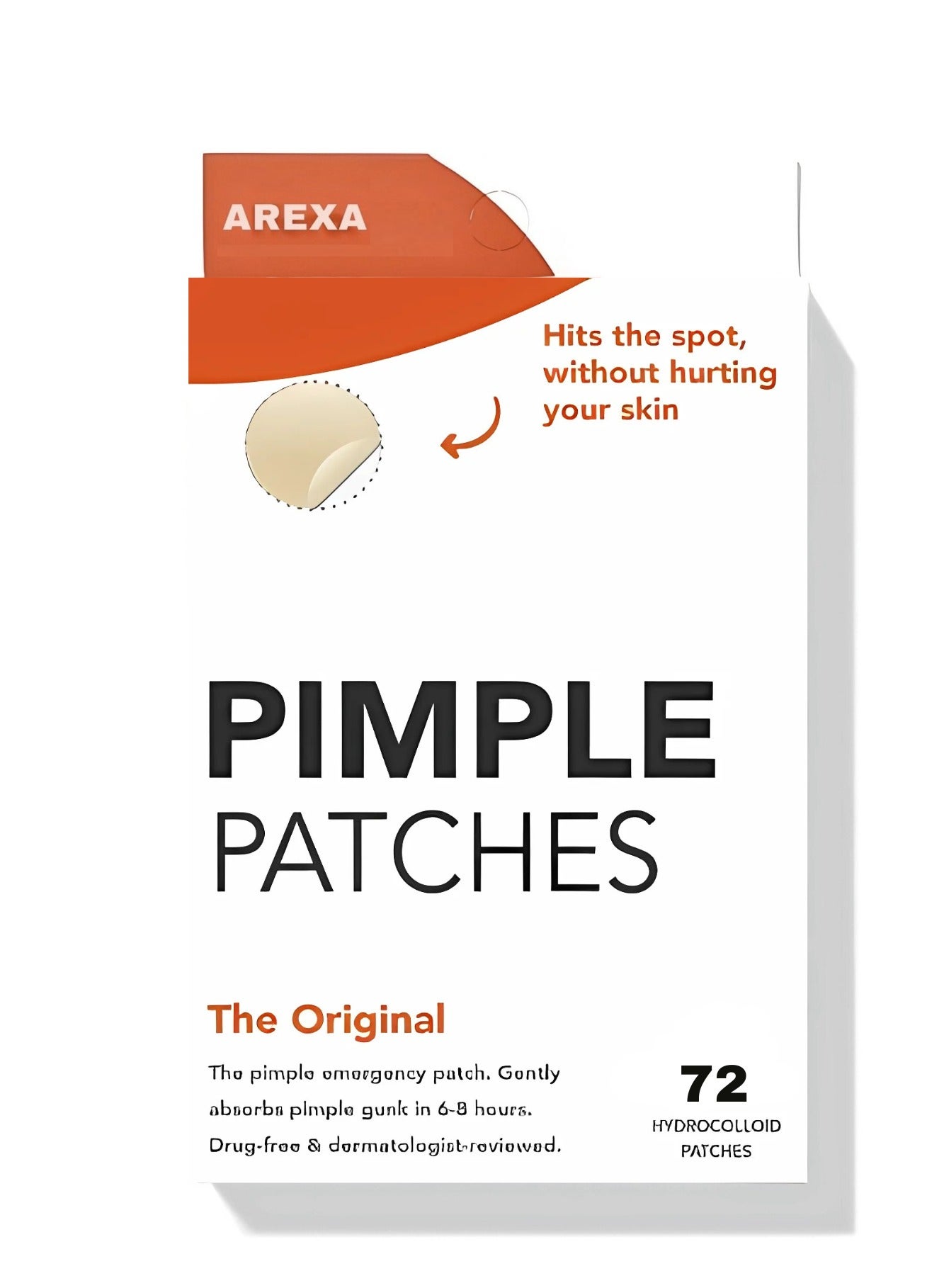 (72 Pack) Original Hydrocolloid Acne Pimple Patches for Covering Zits and Blemishes in Face and Skin, Vegan-friendly and Not Tested on Animals