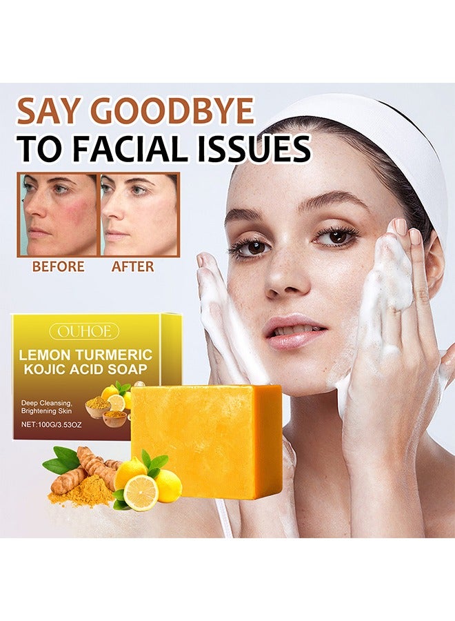 lemon turmeric kojic acid soap,deep cleansing,brightening skin,skin lightening,cleansing & nourishing 100g