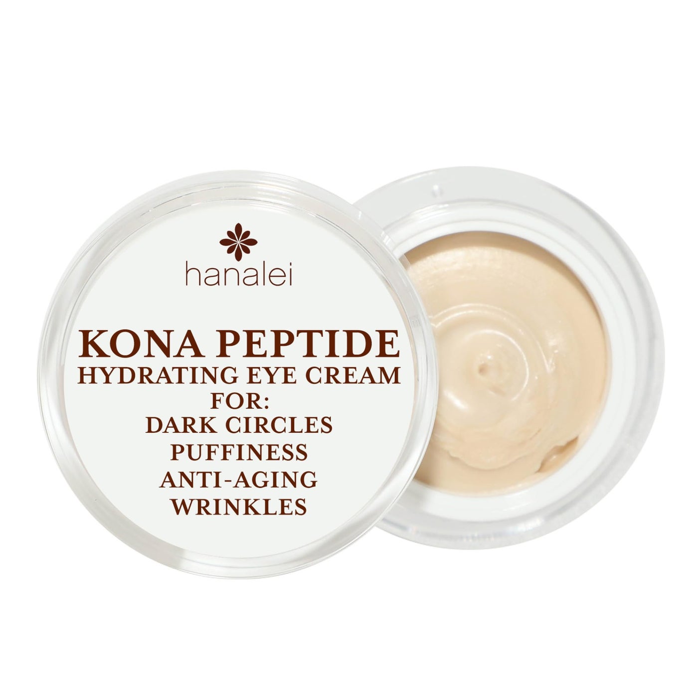 Hanalei Kona Peptide Eye Cream with Caffeine â€“ Reduces Wrinkles, Puffiness, Dark Circles, Hydrating, Smoothing, Revitalizing Formula with Hawaiian Botanicals and Peptides â€“ Cruelty-Free, Vegan, 0.5 oz