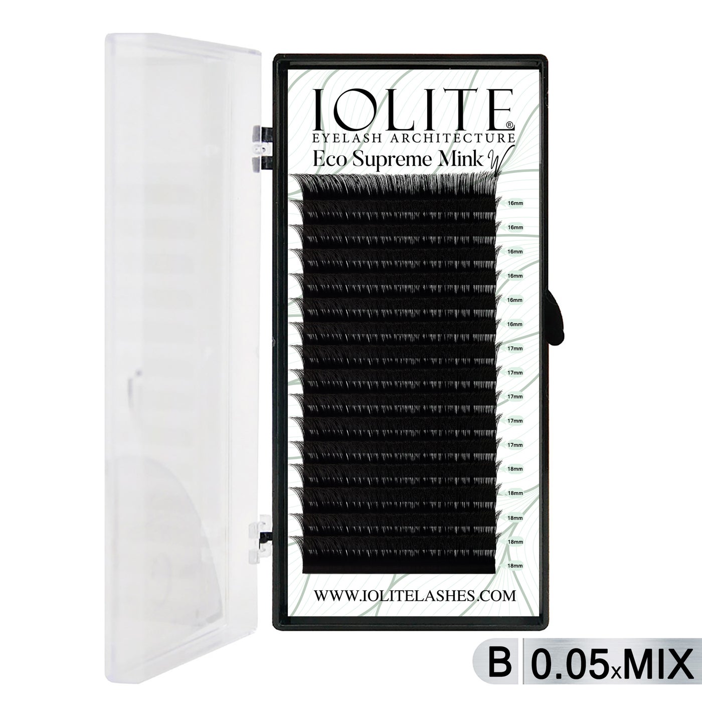 Iolite Eco Supreme Mink W Lashes B Curl – 0.5T Mix & 6mm–15mm | Pre-Fanned Volume Lash Extension Trays for Professional Lash Artists ISMWB5T - Mix2