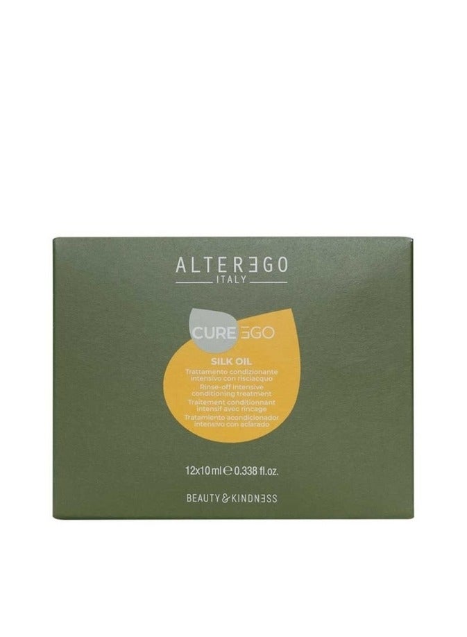 Alter Ego Cureego Silk Oil Illuminating Hair Treatment – 12x10ML | Anti-Frizz Leave-In Serum for Shiny, Silky & Manageable Hair | Nourishing Formula for Dry, Unruly Hair