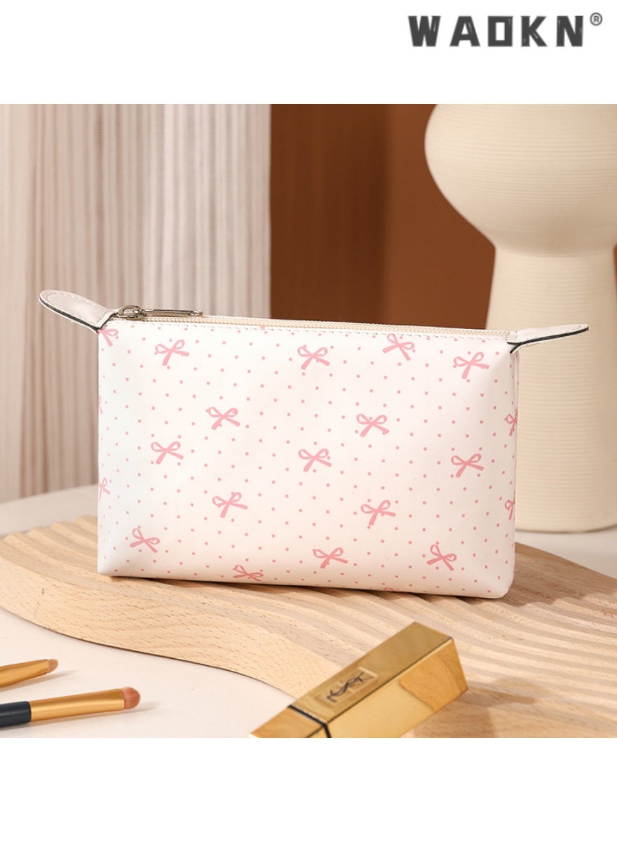 Leather Makeup Bag For Women's, Multifunctional Storage Makeup Bag, Cosmetic Case for Women Travel Beauty Essentials, Portable Travel Mini Bag（pink）