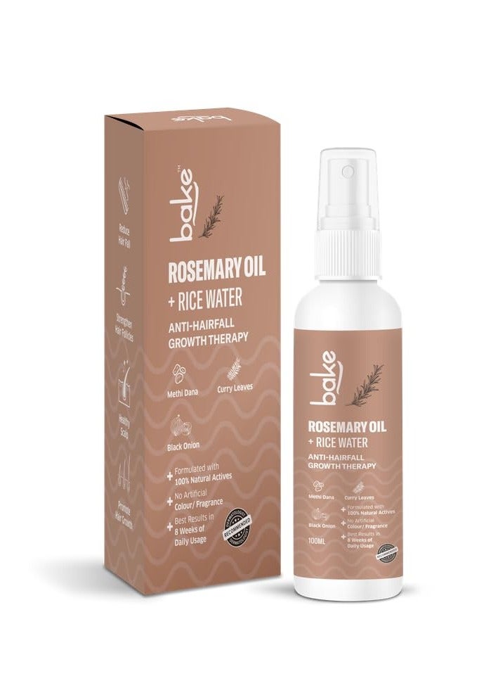 BAKE Rosemary Oil Hair Growth Serum Spray with Rice Water & Methi Dana | For Hair Fall, Hair Regrowth & Keratin Treated | Strengthen Hair Follicles | For Women & Men | 100ml (Rosemary Spray - 100ml)