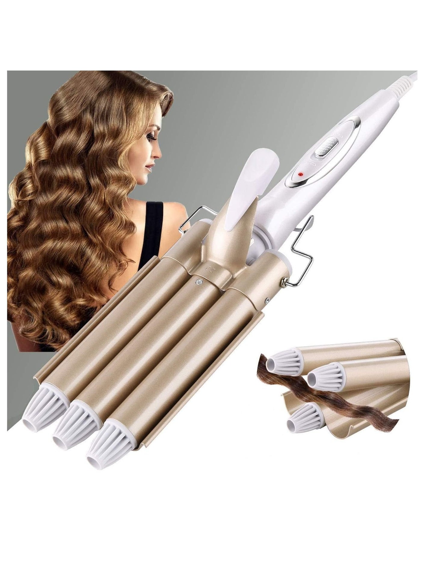3 Barrel Curling Iron Wand Hair Waver Curler Iron, 1 Inch (25mm) Ceramic Tourmaline Triple Barrels, Crimper Hair Iron Hair Waving Styling Tool for Deep Waves