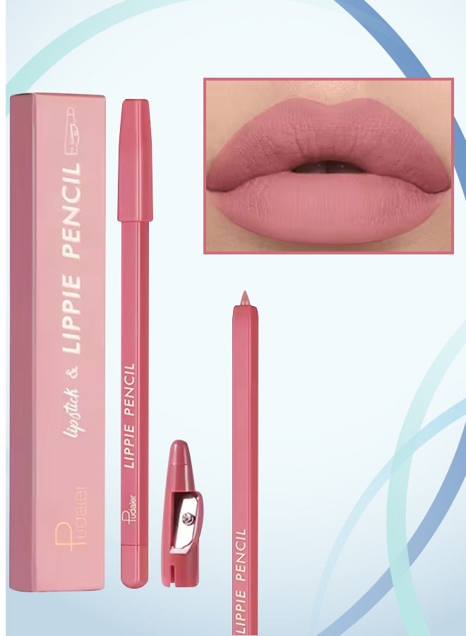 Lippie Pencil Lipstick with Sharpener Easy to Use Lip Makeup Soft Lipliner Pencil Lip Liner Pencil Matte Waterproof Long Lasting Lipstick Lip Contour Makeup Lip Set Full Color 08