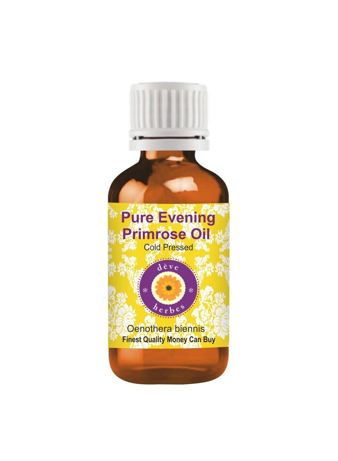Deve Herbes Pure Evening Primrose Oil (Oenothera biennis) | Cold Pressed | Natural | Undiluted | For Diluting Essential Oils | For Skin & Massage | Men & Women | 30ml