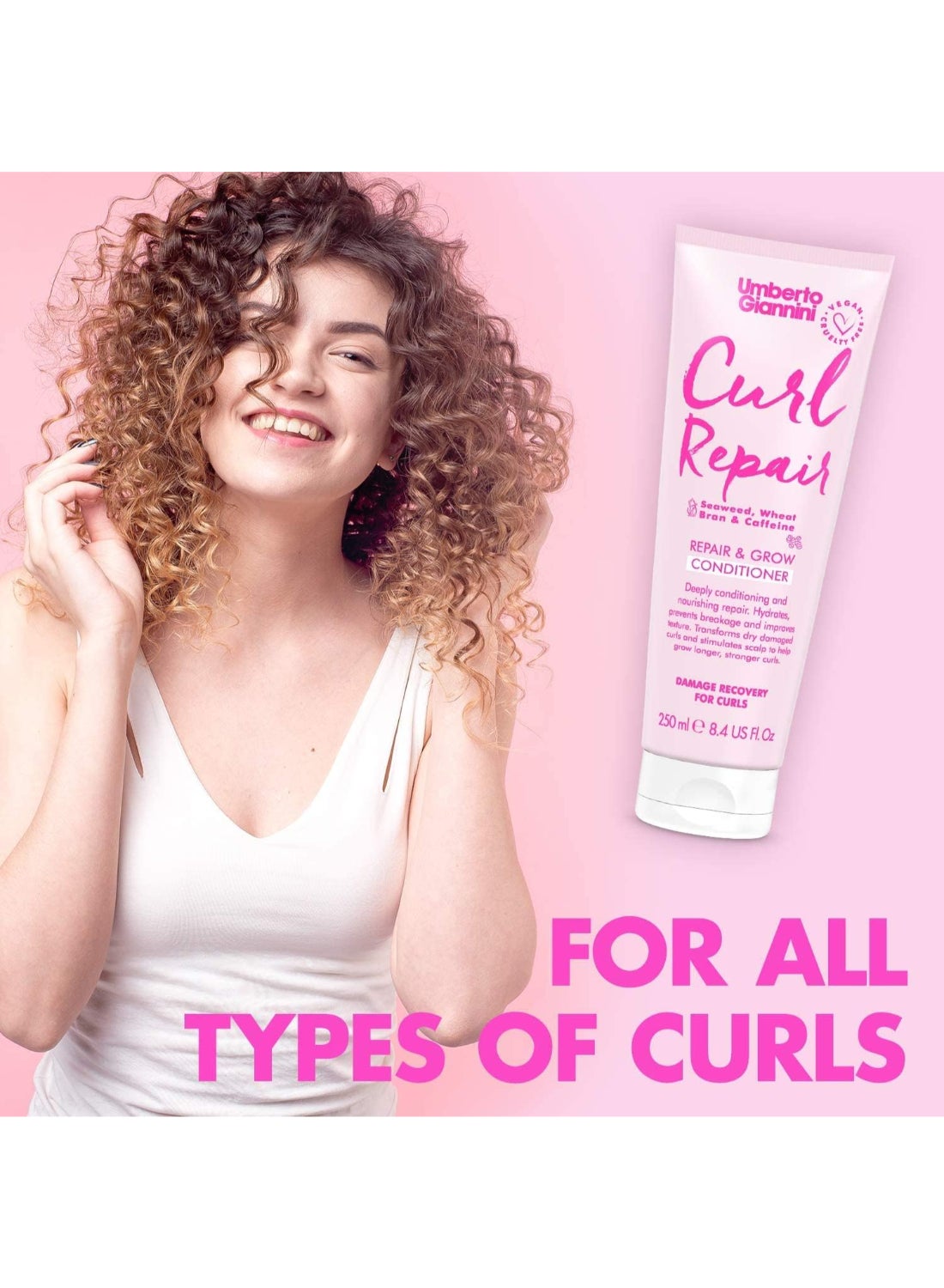 Umberto Giannini Curl Repair Conditioner 250ml – Deep Moisture for Brittle Curls, Coconut Oil & Shea, Detangling Balm for Hair Breakage Relief 250ml - image 8
