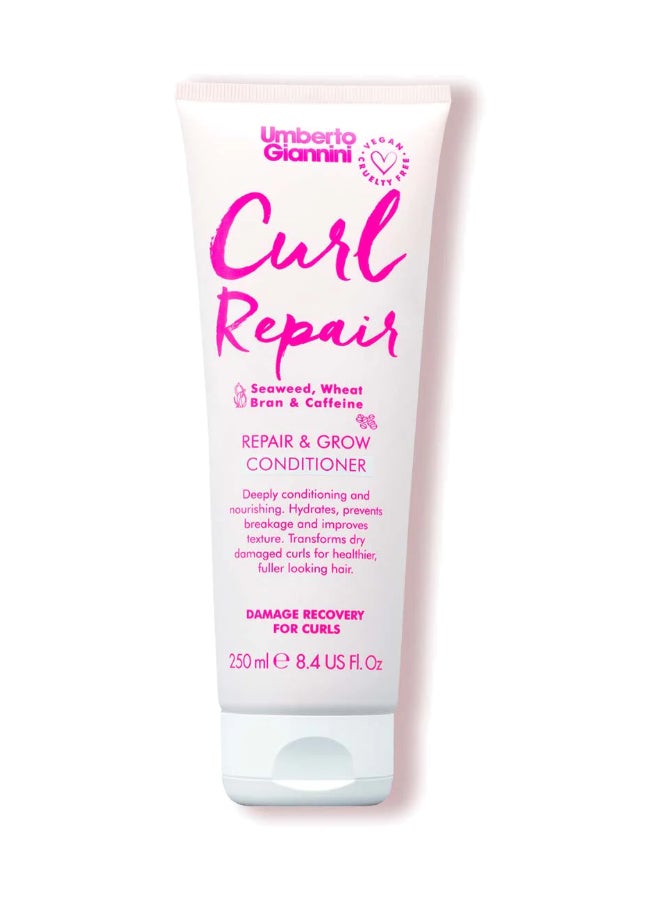 Umberto Giannini Curl Repair Conditioner 250ml – Deep Moisture for Brittle Curls, Coconut Oil & Shea, Detangling Balm for Hair Breakage Relief 250ml