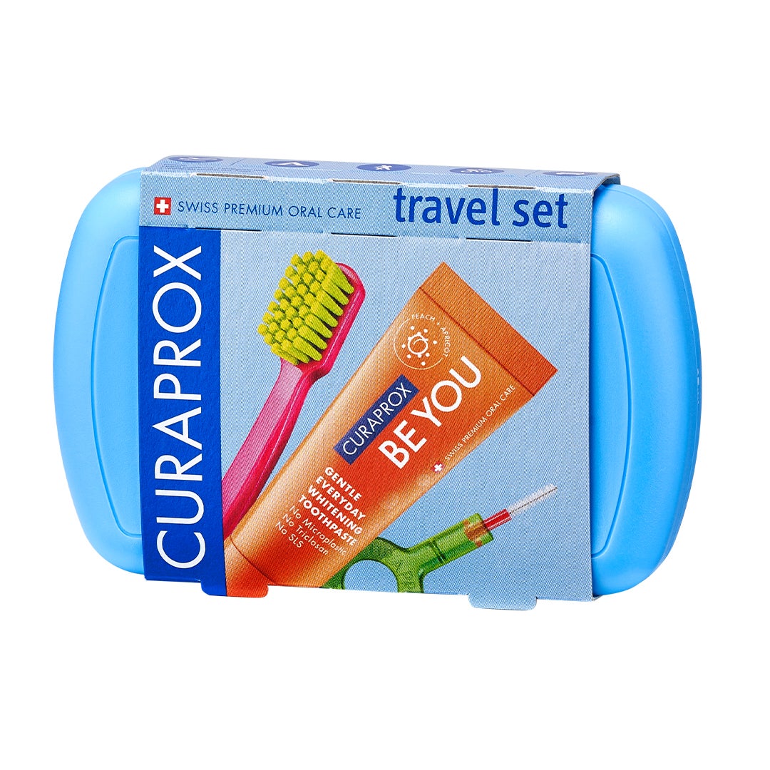 Travel Set Blue I Includes CS 5460 Travel Toothbrush, 10ml Be You Toothpaste, CPS Prime 07 & 09 Interdental Brushes I Compact Oral Care Kit for On-the-Go