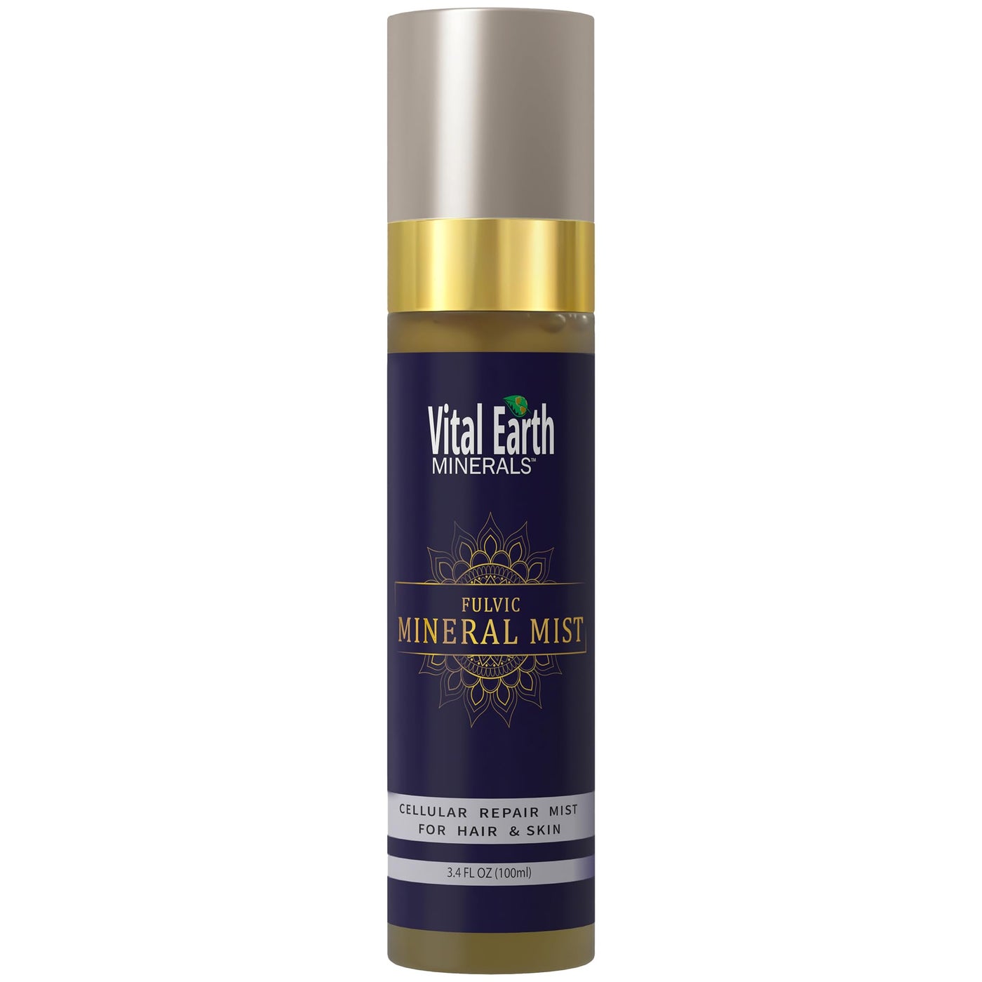 Vital Earth Fulvic Mineral Facial Mist, Travel-Friendly â€“ Anti-Aging Face & Hair Spray for Cellular Renewal & Hydration, 3.4 Oz