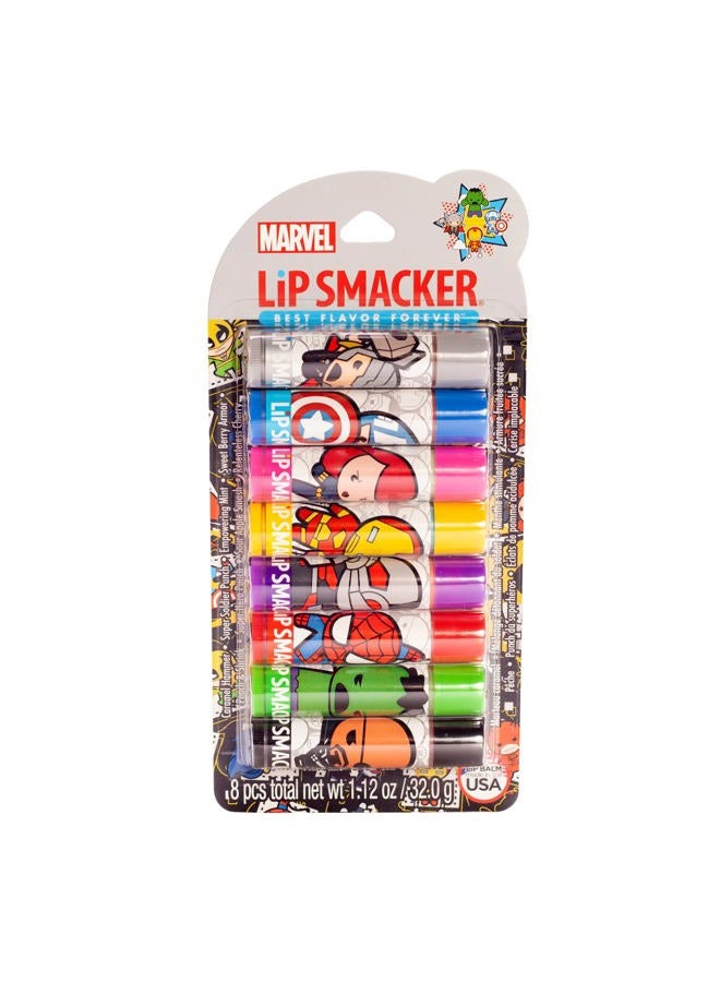 Marvel Avenger Flavored Lip Balm Party Pack 8 Count, Super Hero, Spirderman, Iron Man, Captain America, Clear, For Kids