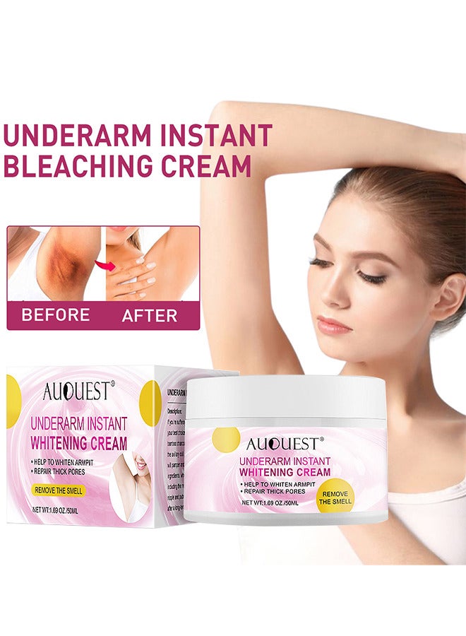 50ML Underarm Instant Bleaching Cream, Whitening Cream For Women For Dark Armpit Body Face Lightening Cream Intimate Skin Cream For Knees Armpit Elbows Private Areas