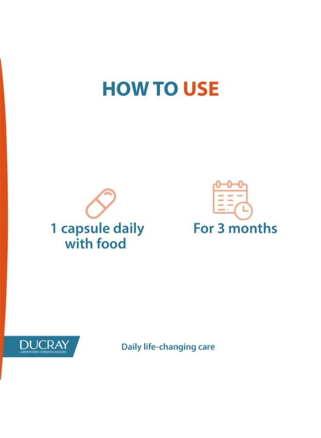DUCRAY Anacaps Active+ Food supplement- Supports hair growth -Reduces hair thinning-Enriched with essential vitamins, minerals and amino acids-Non Comedogenic - 30 Capsules - image 3