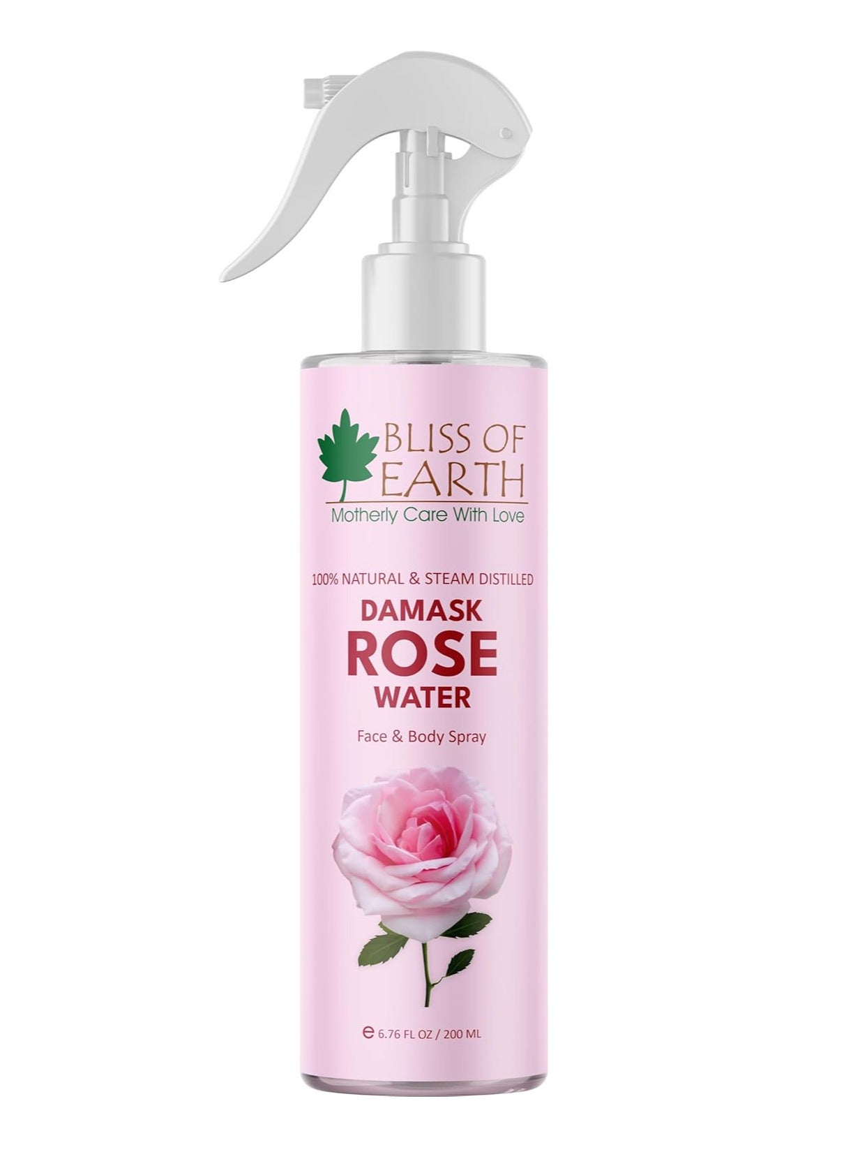Damask Rose Water Spray For Face & Skin 100% Pure Organic Hydrosol Soothing Facial Toner Natural Aromatherapy Mist for Skin and Hair Care 200ml