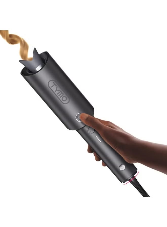 TYMO CURLPRO Beach Waves Curling Wand, Portable Hair Curler, 500 Million Ionic, Dual Voltage & Lightweight for Travel, Ceramic Coating, Metallic Gray, 25mm