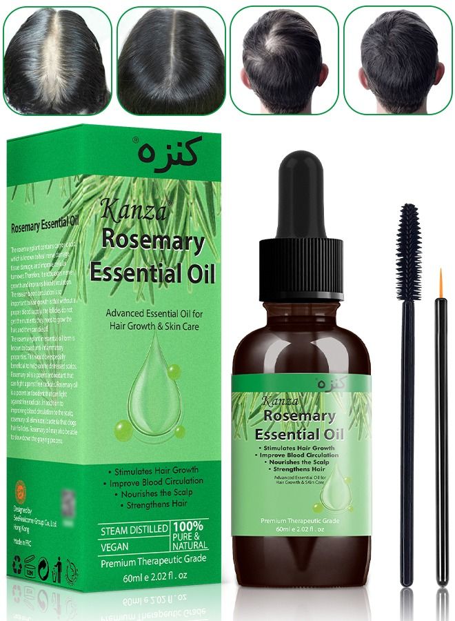 60ml Rosemary Oil Scalp and Hair Strengthening with Pure Organic Essential Oils Nourishing Treatment for Split Ends Dry Scalp & Hair Growth Safe for All Hair Types