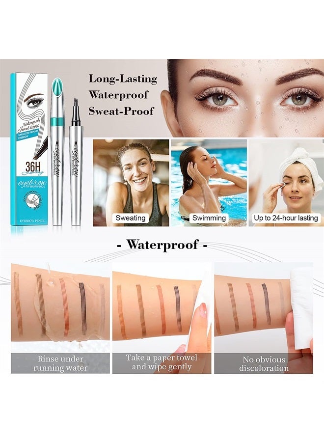 Eyebrow Pencil Eyebrow Tattoo Pen-Eye Makeup Eyebrow Tint Pen Micro 4 Point Brow Pen Lift & Snatch Eyebrow Microblading Pen Long-Lasting Waterproof Natural Eyebrow Hair Light Brown,B09XDLN91J