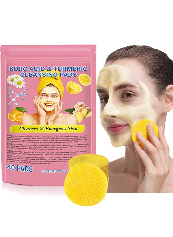 Kojic Acid & Turmeric Cleansing Pads Cleanses  Energizes Shin for Dark Spots Turmeric Kojic Acid Cleansing Pads Helps Balance Skin Oil & Water Fade Spot Remove Excess Keratin Clean Oil Refines Pores-40PADS