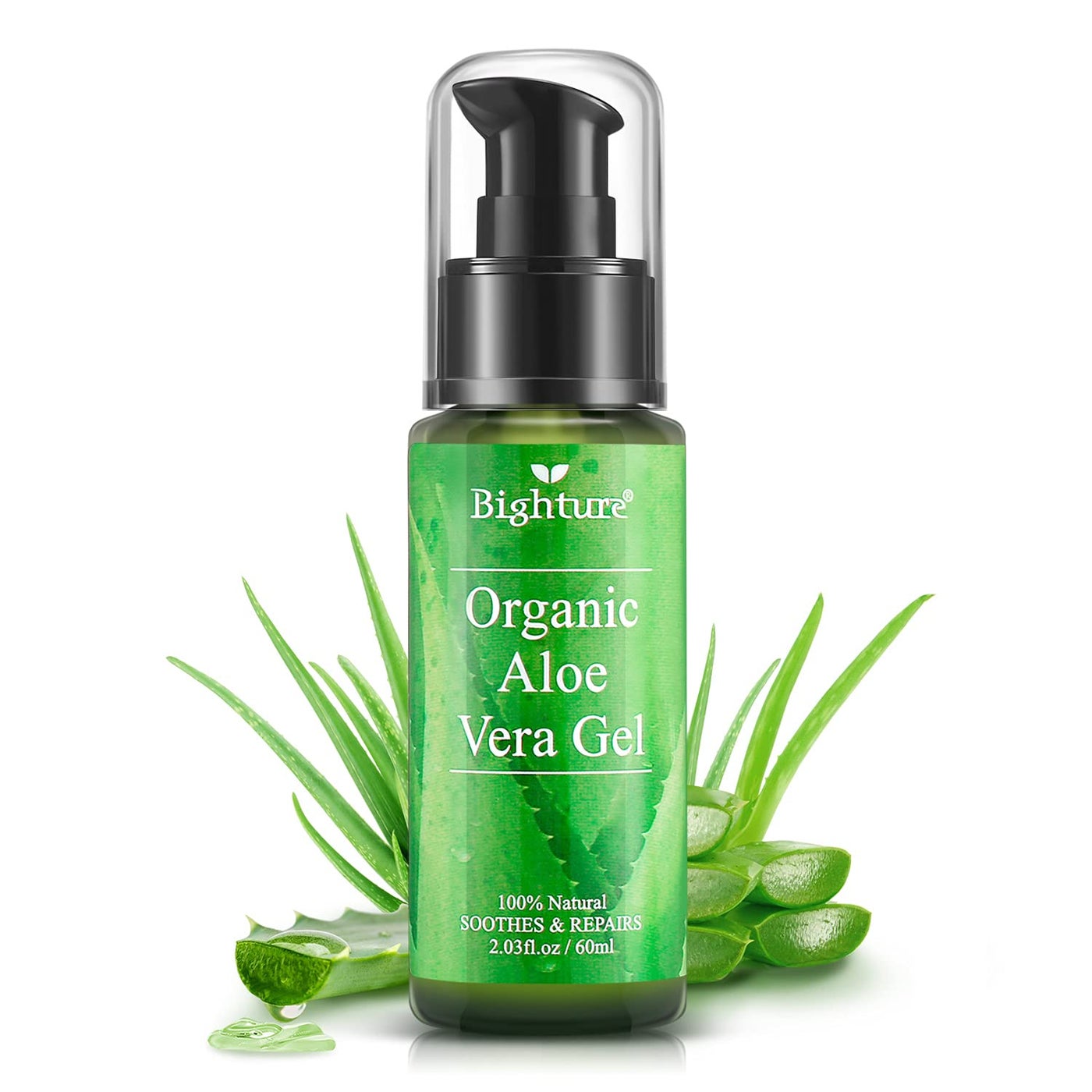 BIGHTURE Aloe Vera Gel, Aloe Vera Gel Extracted from Freshly Cut Pure Aloe Leaves, Skin Care for Deeply & Rapidly Soothing, Firming, After Shave, Sunburn Relieve, etc (Travel Pack)