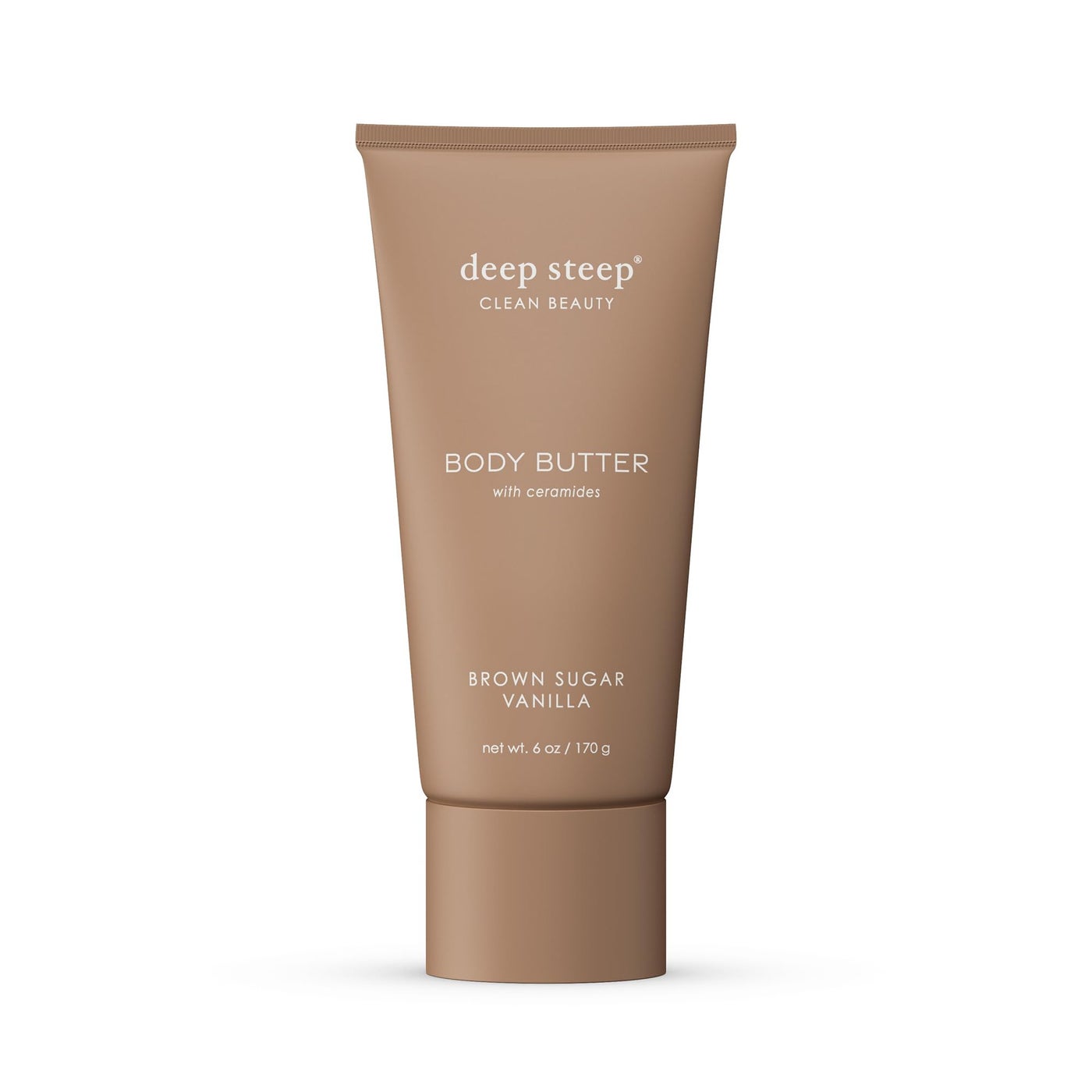 Deep Steep Body Butter, 6 oz â€“ Rich Moisturizer with Ceramides, Coconut Oil, Argan Oil & Aloe Vera â€“ Vegan, Clean Beauty, Smooth & Hydrated Skin (6 Ounces, Brown Sugar Vanilla)