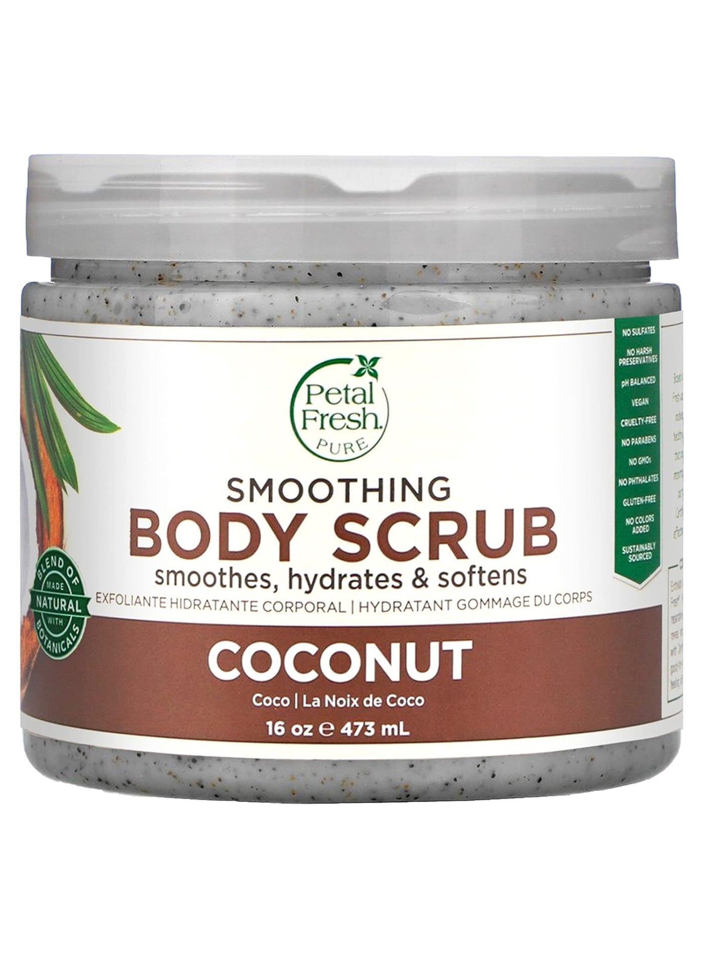 Smoothing Coconut Body Scrub 473 ml | Smoothes, Hydrates & Softens | Polishes & nourishes for glowing skin | Exfoliate dead skin from Neck, Knees, Elbows & Arms