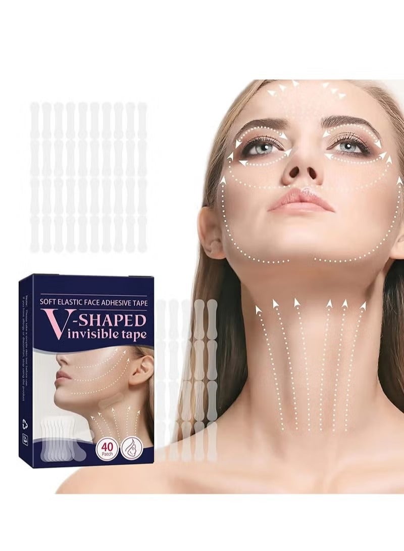 Face Lift Tape 2*40Pcs V Shaped Invisible Stickers Double Chin V Line Lifting Patch Tighten Hide And Wrinkles Around The Eyes and Neck Saggy Skin Make up Tools