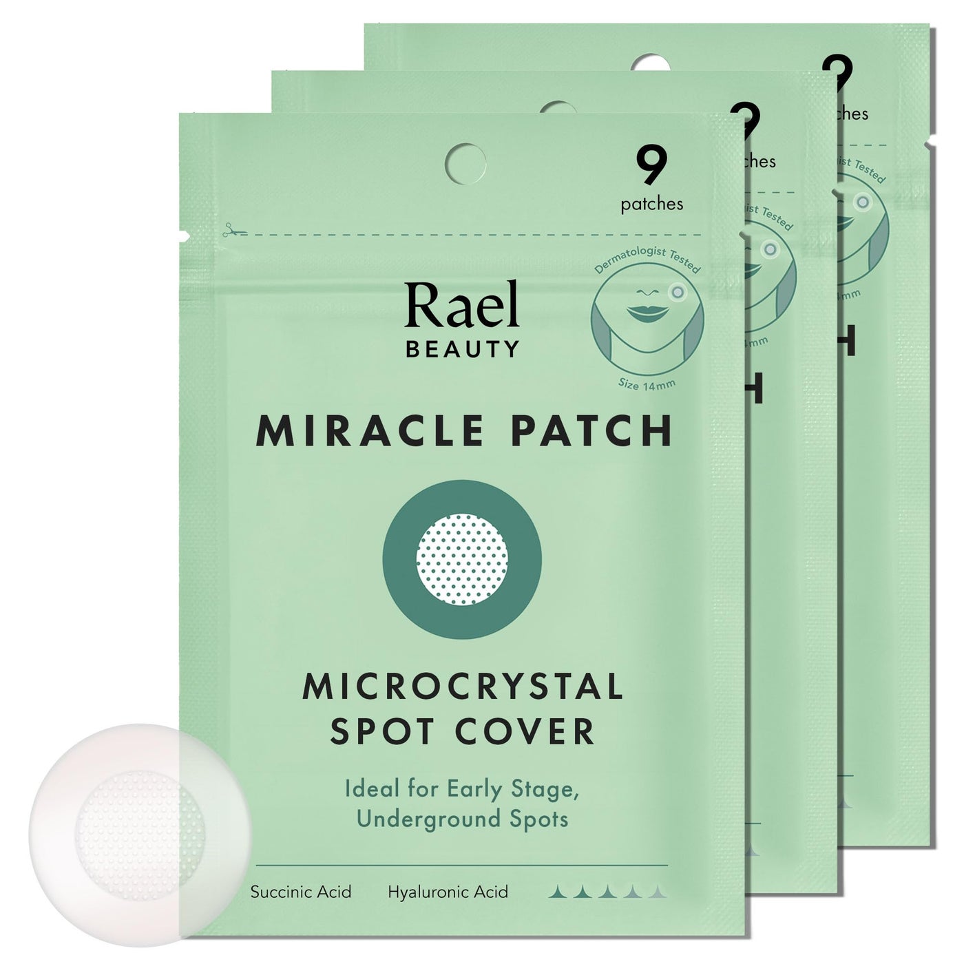 Rael Pimple Patches, Miracle Microcrystal Spot Cover - Hydrocolloid Acne Pimple Patch with Tea Tree Oil, Early Stage Zits and Blemish, Korean Skin Care (27 Count)