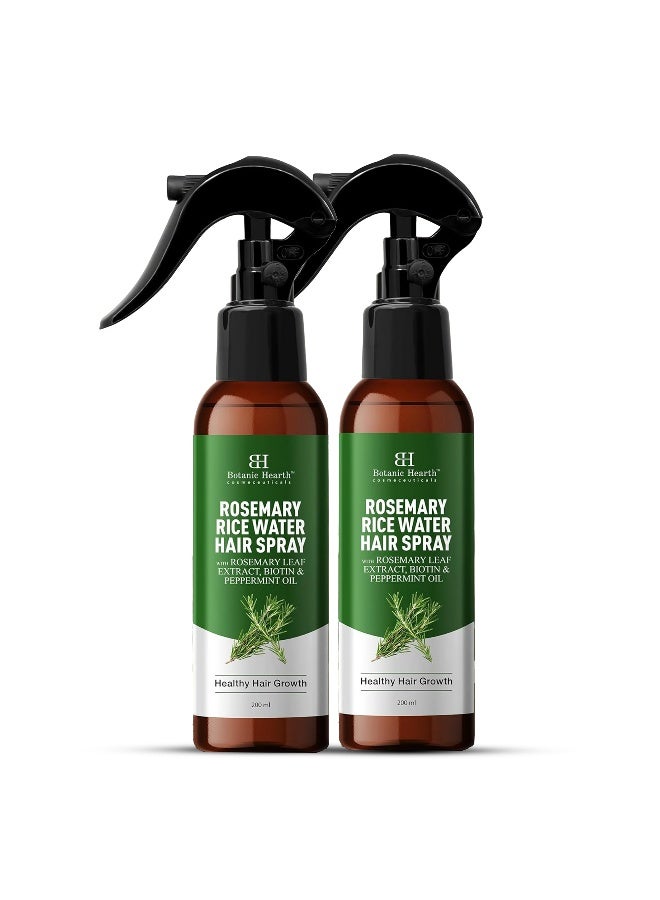 Botanic Hearth Rosemary Rice Water Spray for Hair Growth Pack of 2 | 6.8 Fl Oz Each | With Biotin, Peppermint & Aloe Vera | Korean Scalp Detox | Reduces Hair Thinning | For Men & Women