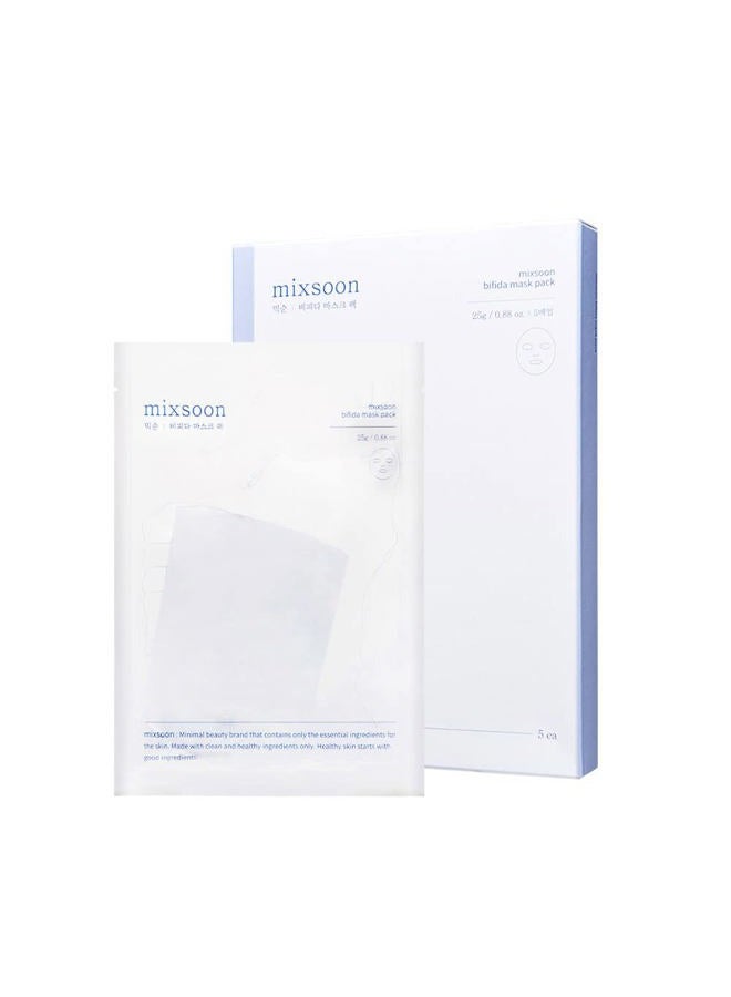 Bifida Sheet Mask Pack Face Moisturizer Sheets Korean Glass Skin Care 1Pack (5ea)