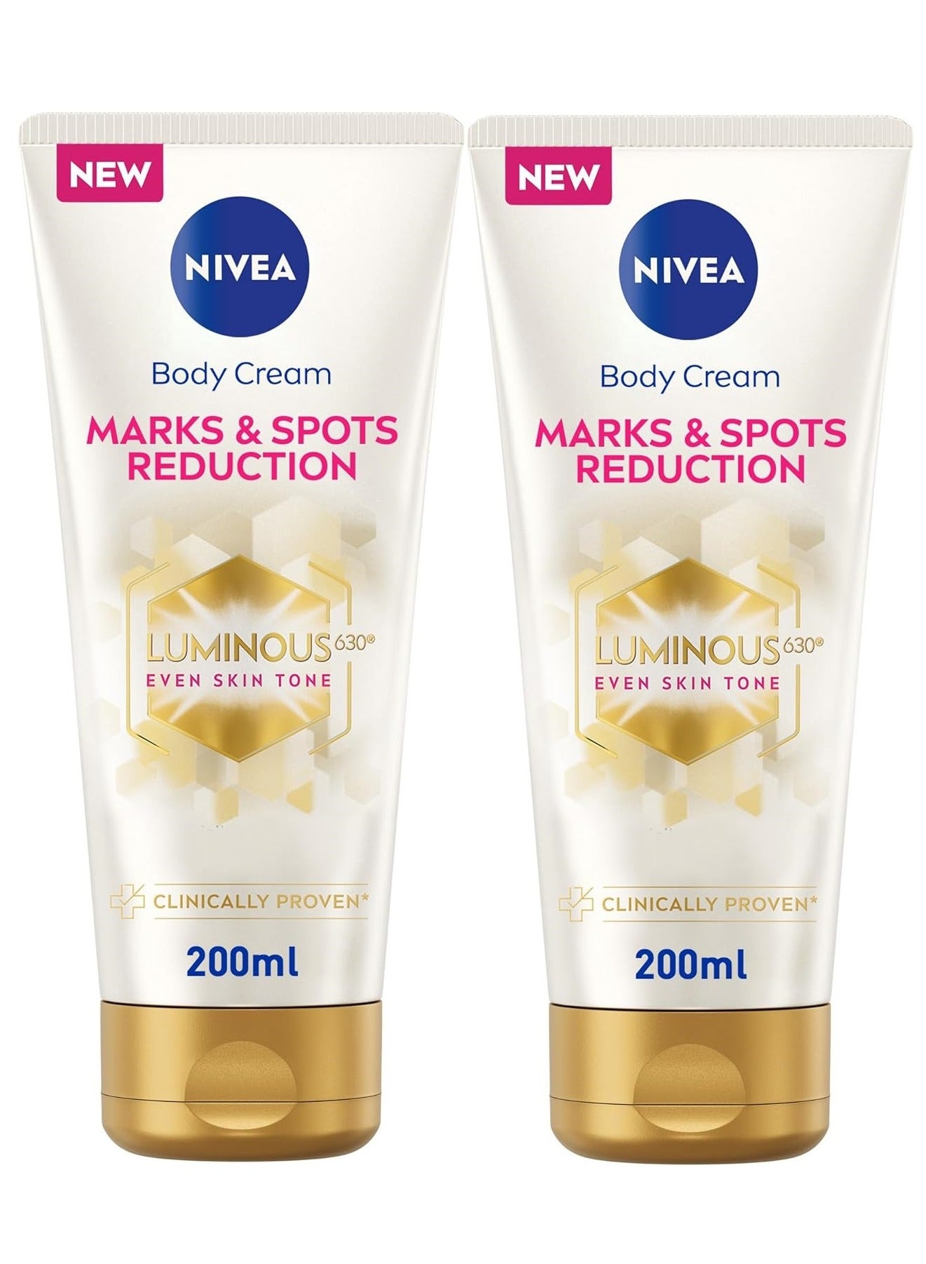 Luminous 630 Marks and Spots Reduction Body Cream, Even Skin Tone, Reduced Visibility of Stretch Marks, Sun Blemishes 200ml Pack of 2