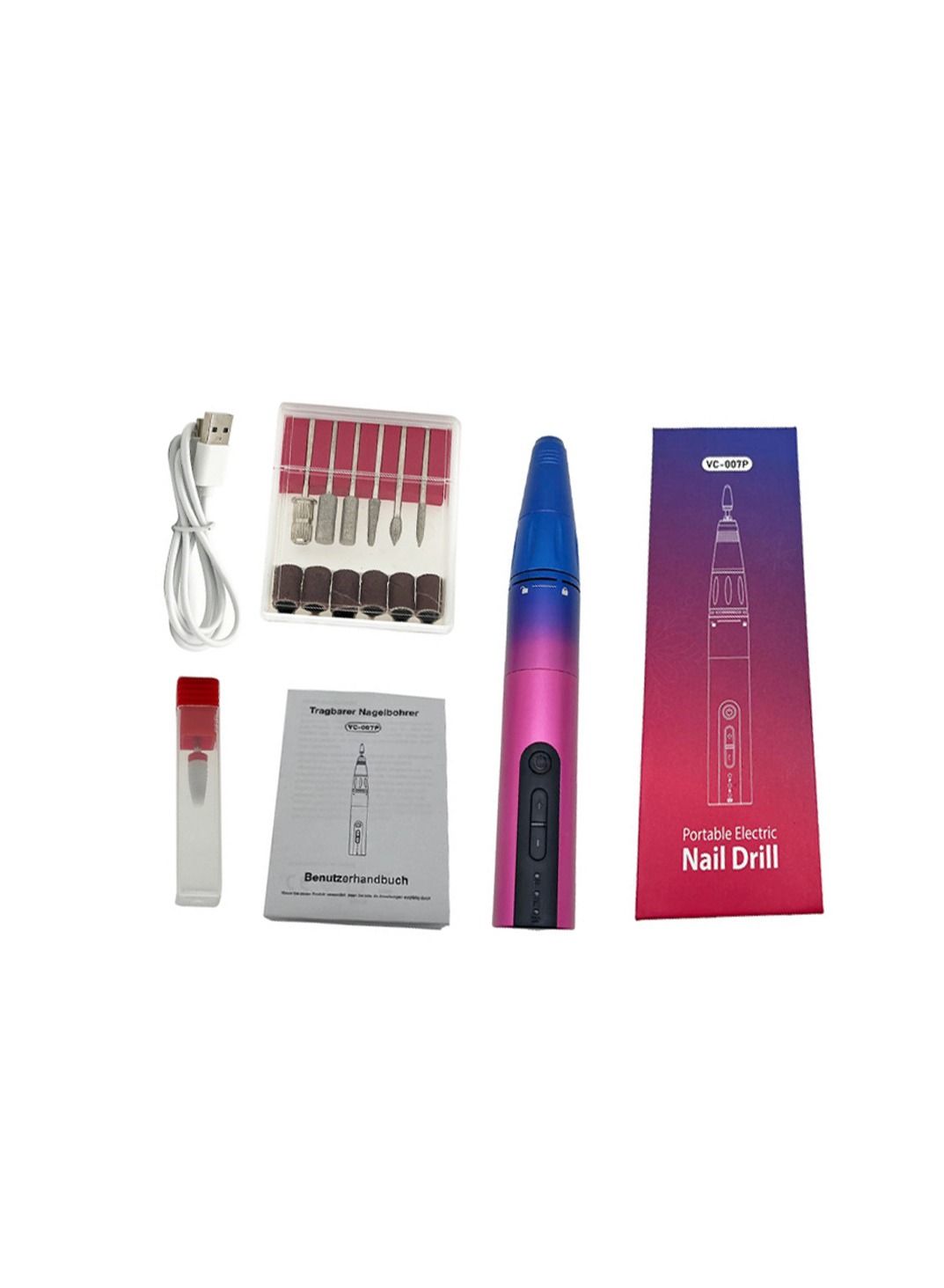 Cordless Electric Nail Drill, Portable Rechargeable Professional Nail Drill, Electric Nail Drill for Acrylic Gel Nails, Manicure Pedicure Polishing Shape Tools, for Home and Salon Use