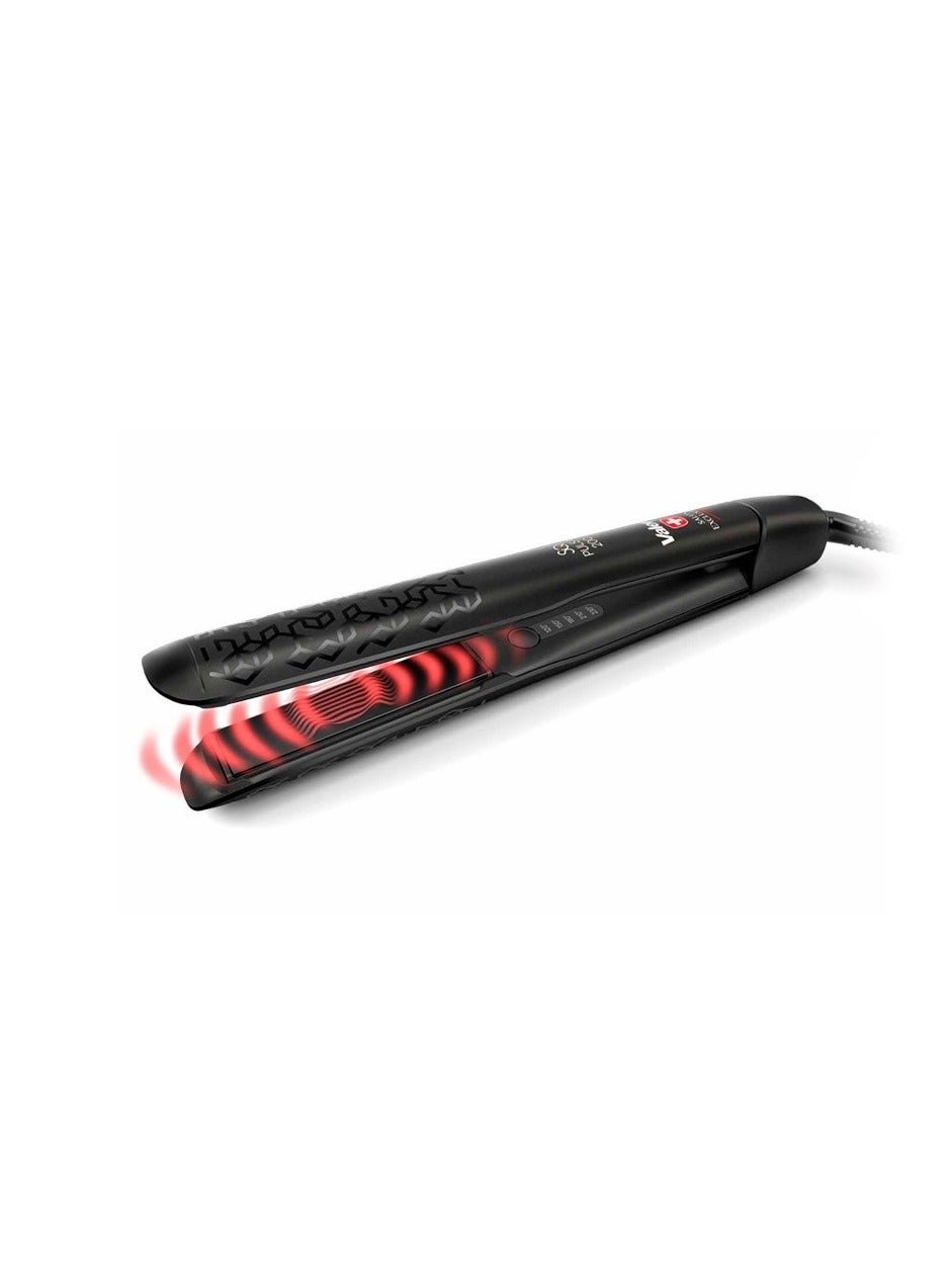 Valera SQ Pulsa 200 Professional Hair Straightener – Swiss Made Digital Flat Iron with Ion Generator, Tourmaline Ceramic Plates, 5 Heat Settings, Cool-Touch Tips & Curl Styling Design – Black