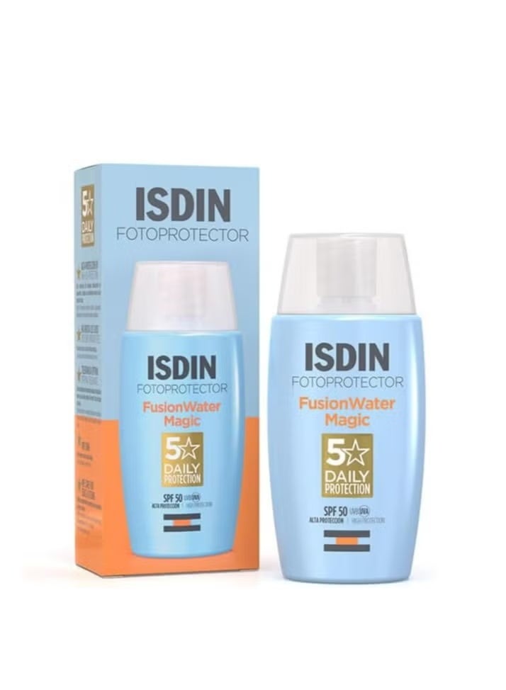 Fotoprotector Fusion Water Magic SPF 50 UVB UVA High Protection Sunscreen Lightweight Hydration Non Greasy Skin Care Sunblock for Acne Prone Skin 50 ml