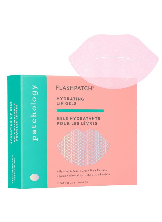 FlashPatch Hydrating Lip Mask Gels with Hyaluronic Acid, Green Tea & Peptides – Ultra Moisturizing Lip Treatment & Lip Patches for Dry Lips – Hydration & Repair – Day & Night Use (5 Count)