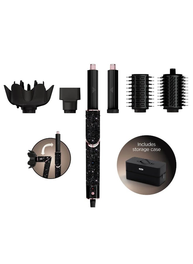 Shark FlexStyle Sparkle Limited Edition Black Diamond 5-in-1 Air Styler & Hair Dryer with Auto-Wrap Curlers, Paddle Brush, Oval Brush, Concentrator, Storage Case, HD440JBUK