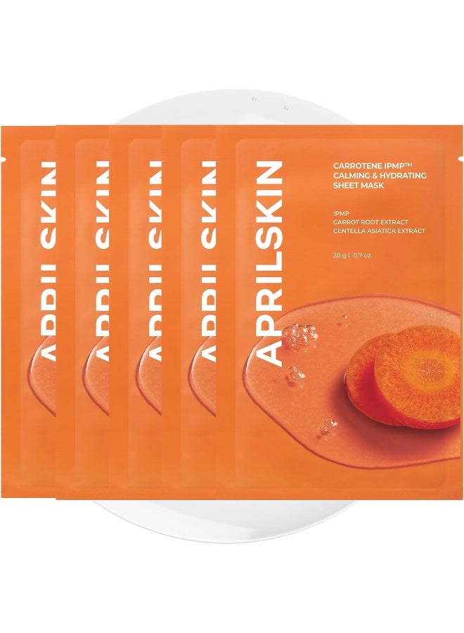 April Skin Carrotene IPMP Calming Soothing Hydrating Sheet Mask for Acne Prone Skin 5 Sheets